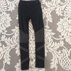 Hollister Black Leggings with leather patches